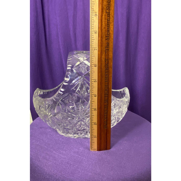 Vintage Lead Crystal Clear Cut Diamond Design Basket - Picture 9 of 15
